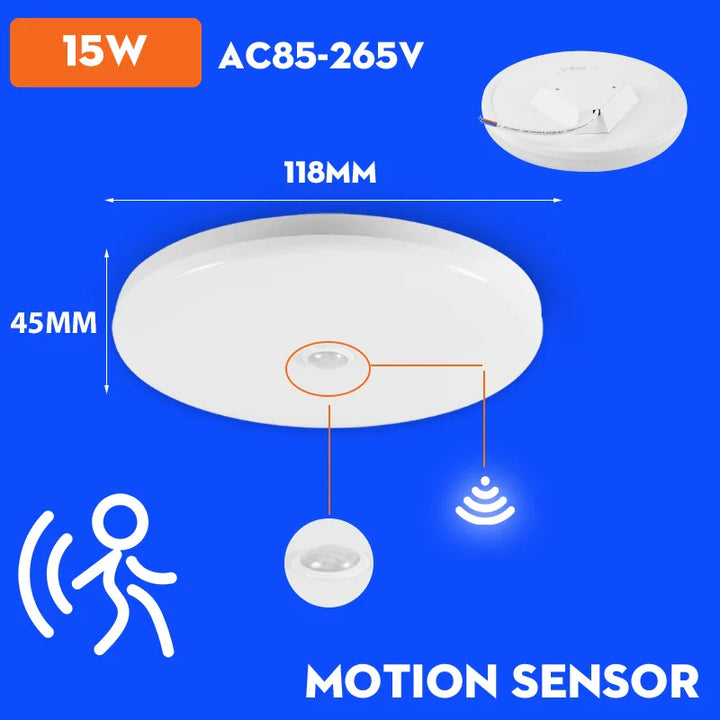 LED PIR Motion Sensor Ceiling Lamp - Modern Light Fixtures for Bedroom, Living Room, Stairs Lighting | Kalsten