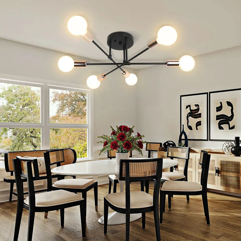 Modern LED Ceiling Chandelier – 6-Light Hanging Pendant Lamp for Living Room, Dining Room, and Kitchen | Kalsten