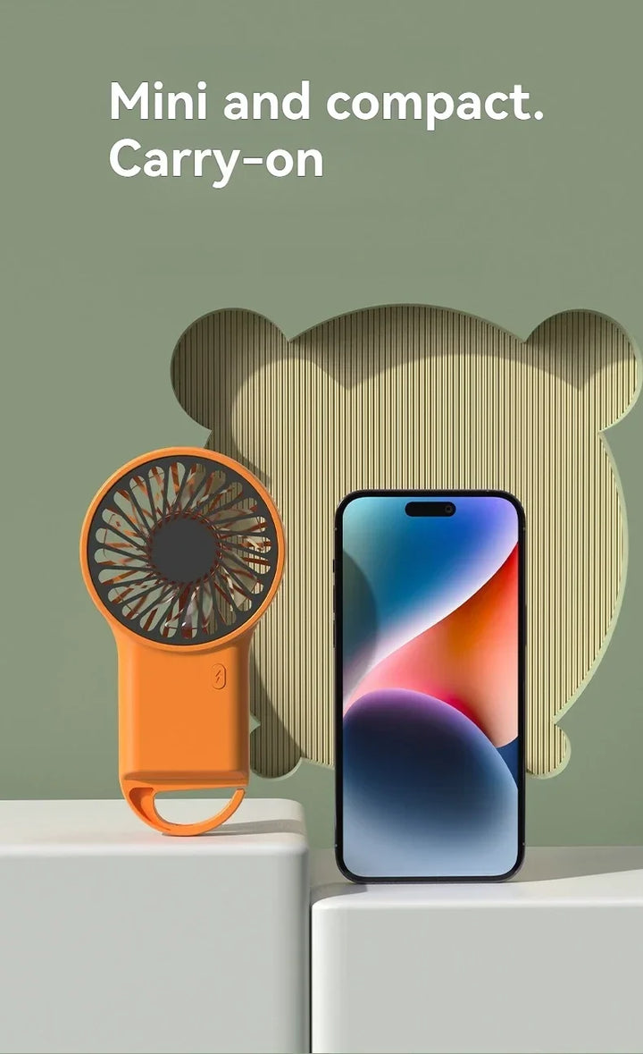 New Foldable USB Rechargeable Mini Fan | Handheld Desktop Fan with Cartoon Design & Hook for Outdoor, Home & Office Use | Kalsten