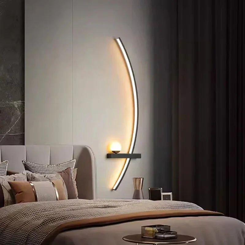 Modern LED Wall Lamp – Aluminium 53cm Long Strip Light for Bedroom, Living Room, Aisle, and Indoor Use – Dimmable with Remote Control | Kalsten