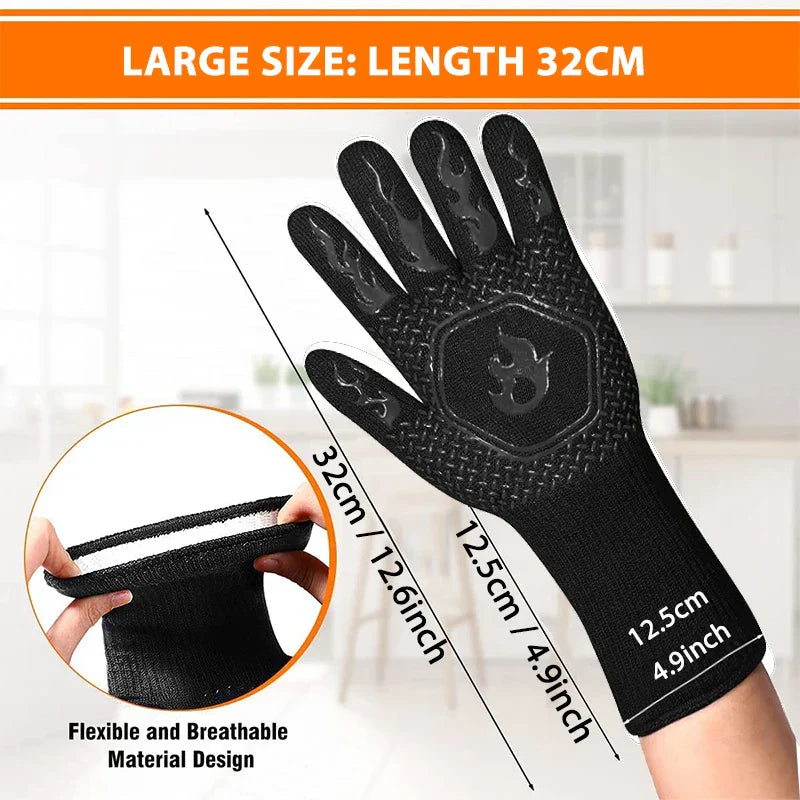 Kalsten | ThermaGrip Heat Resistant Grill Glove | Silicone & Cotton | Non-slip & fireproof up to 800 °C | For Grill, Oven & BBQ | 1 Piece