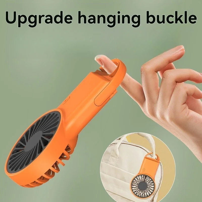 New Foldable USB Rechargeable Mini Fan | Handheld Desktop Fan with Cartoon Design & Hook for Outdoor, Home & Office Use | Kalsten