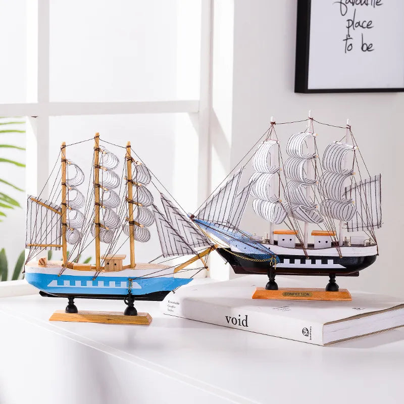 Kalsten | Royaleva Nordic Wood Sailboat Sculpture - LED illuminated decorative piece, battery-operated