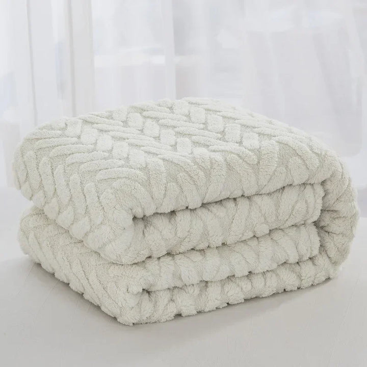 Kalsten | Jacquard Fleece Blanket CozyWeave | Single Layer & Double Sided | Soft Tafu & Shu Cotton Fleece | For Autumn & Winter