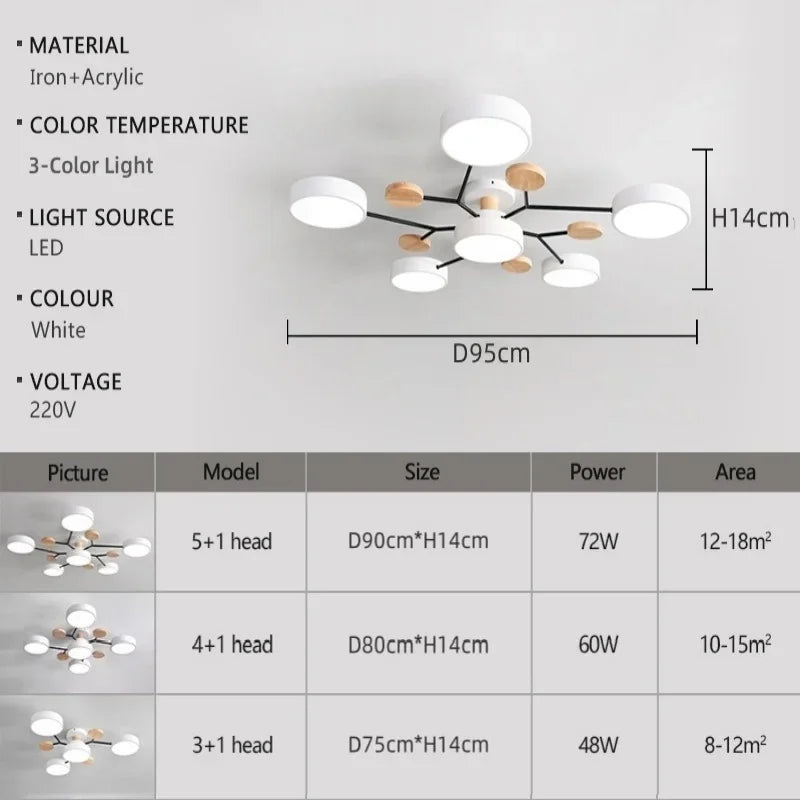 Modern LED Chandelier – 3 Color Temperature Adjustable Ceiling Light for Living Rooms, Bedrooms, and Study Rooms, Indoor Lighting | Kalsten