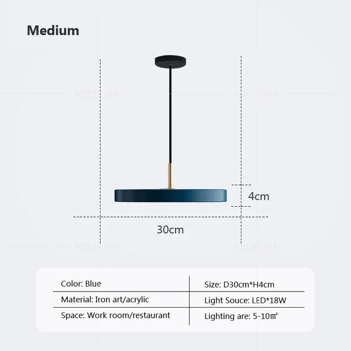 Modern LED Pendant Light – 23/30cm Disc Hanging Lamp for Bedroom, Living Room, Office, and Aisle – Dimmable LED Ceiling Light | Kalsten
