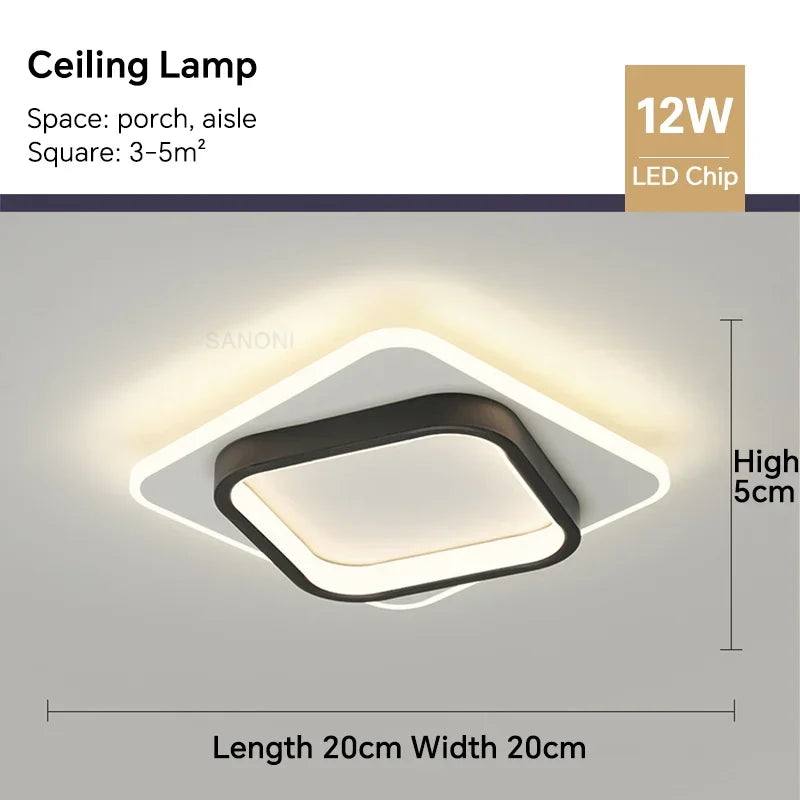 Modern LED Ceiling Lamp - Square Ceiling Light Fixture for Living Room, Stair, Aisle, and More | Kalsten
