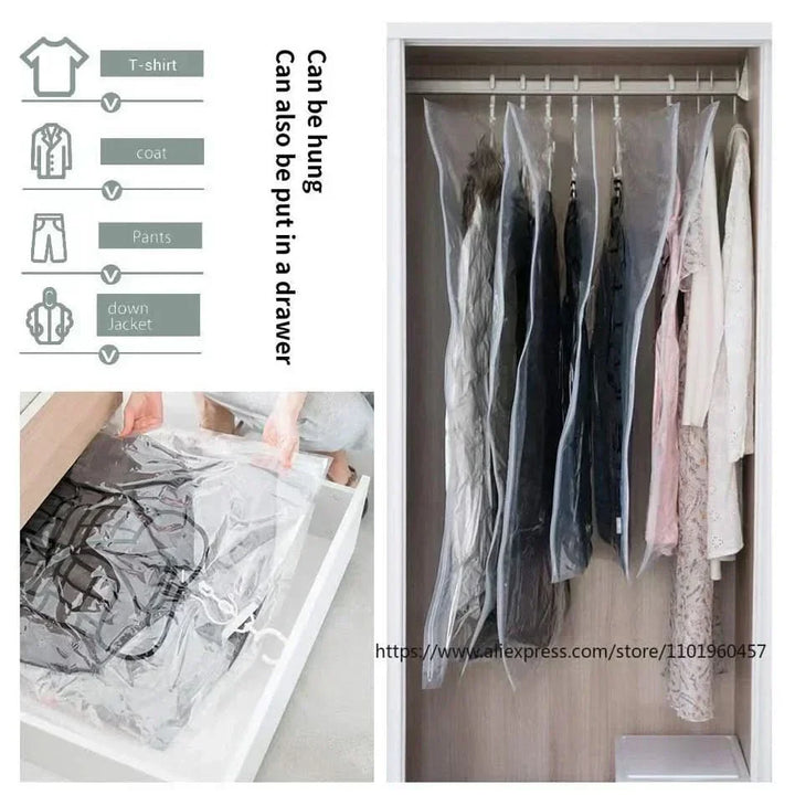 KALSTEN | VACUUM STORAGE BAGS – Hanging Vacuum Storage Bags for Clothes – Space Saving & Dustproof (Set of 3)