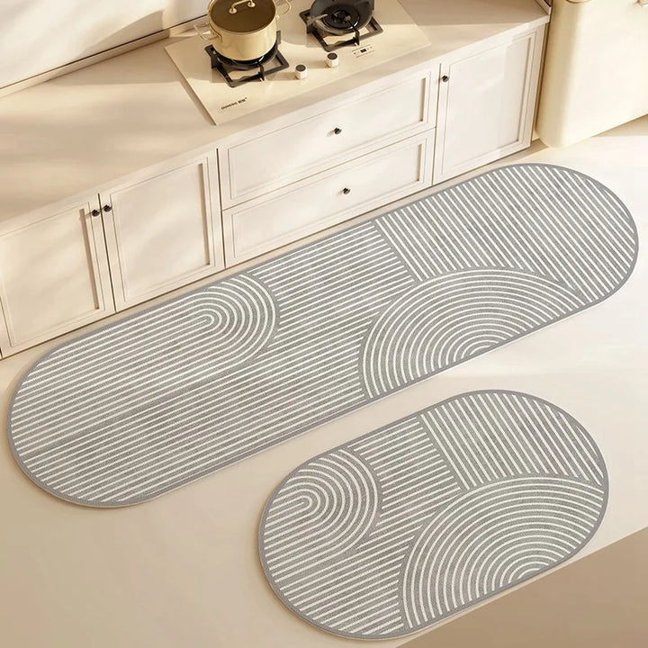 Kalsten | Pureterra | Kitchen Mat Super Absorbent | Non-Slip & Washable | Diatomite Design | Oval & Long Shape | Comfort Rug for Kitchen & Bathroom
