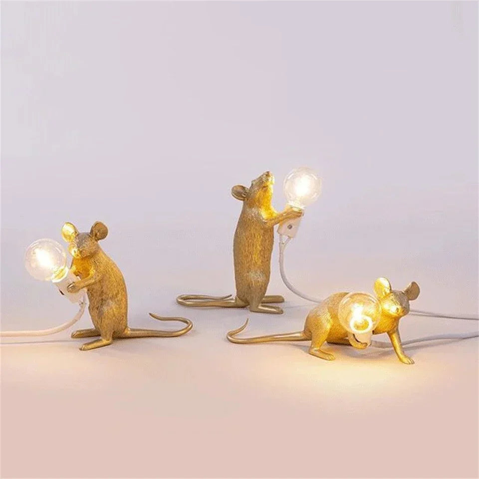 Modern LED Animal Table Lamps: Resin Rat, Cat, and Squirrel Night Lights | Kalsten