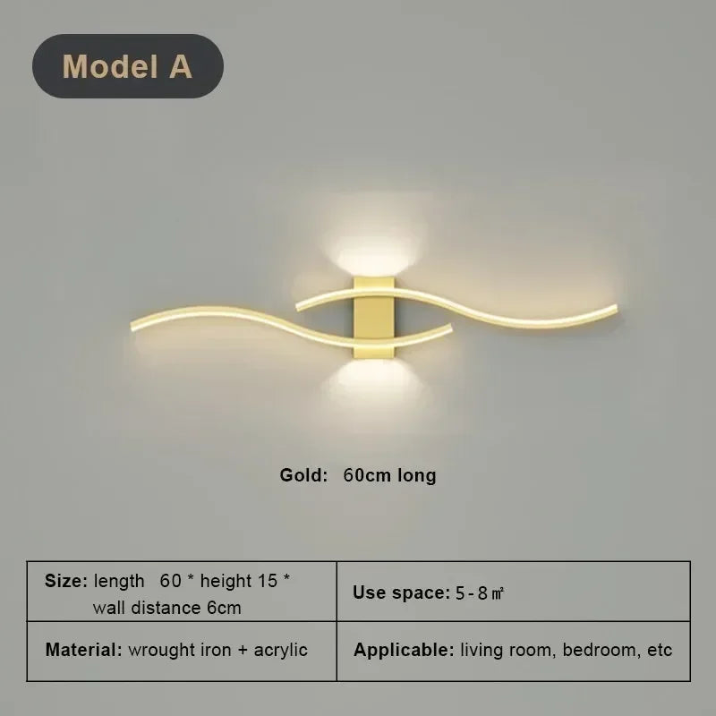 Modern Minimalist LED Strip Wall Lamp – Dimmable Wall Sconce for Living Room, Bedroom, Restaurant, and Bathroom | Kalsten