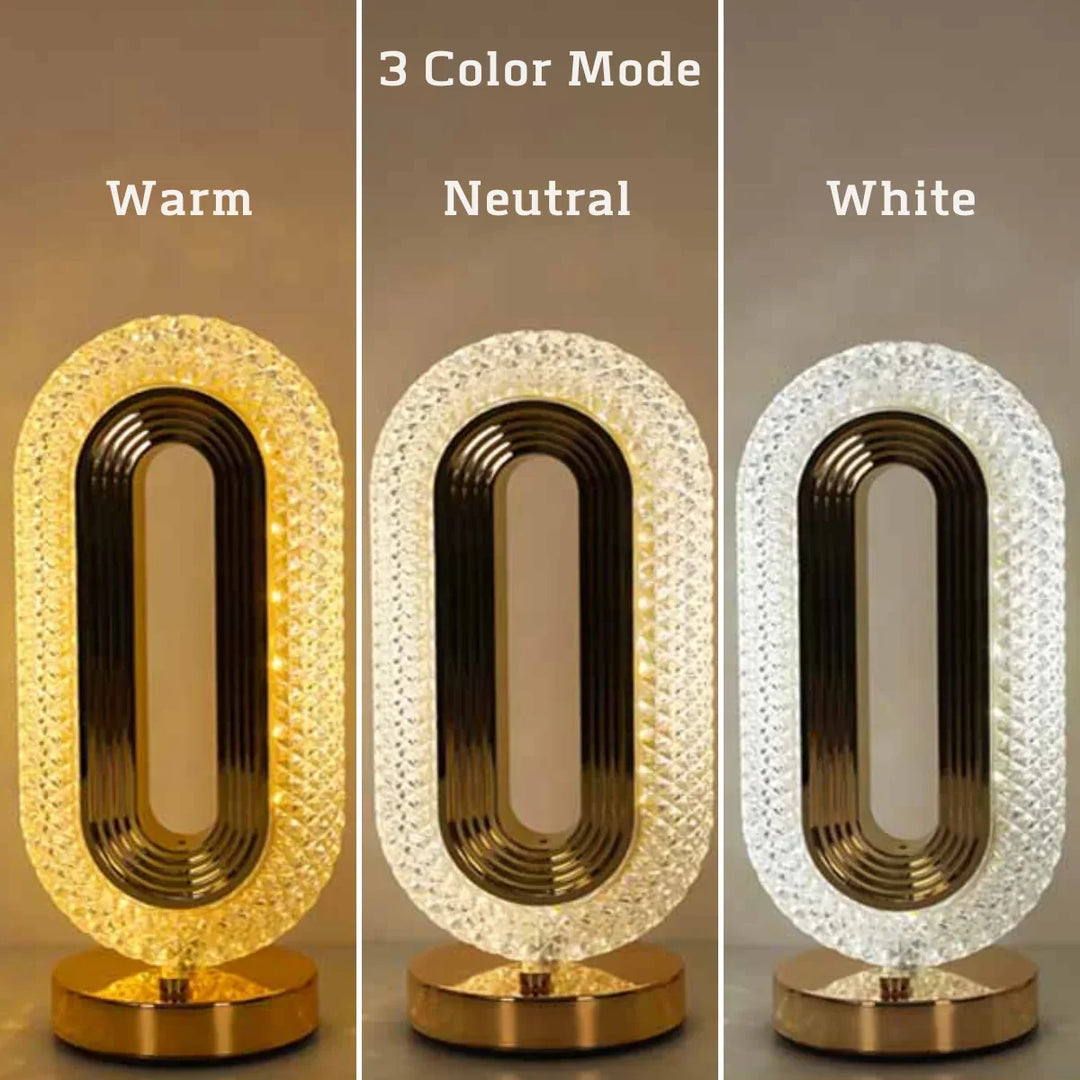 Modern Luxury Oval USB Rechargeable Crystal Table Lamp – Dimmable LED Night Light for Bedroom, Living Room, and Bedside Décor | Kalsten