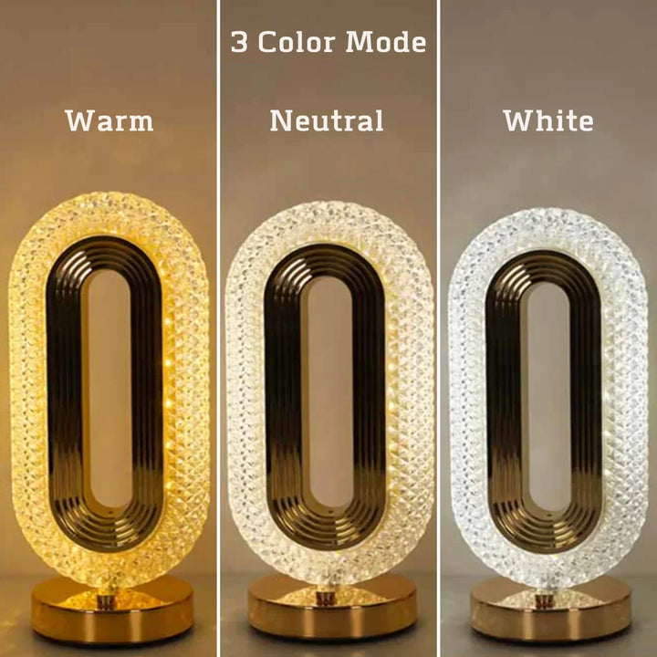 Modern Luxury Oval USB Rechargeable Crystal Table Lamp – Dimmable LED Night Light for Bedroom, Living Room, and Bedside Décor | Kalsten