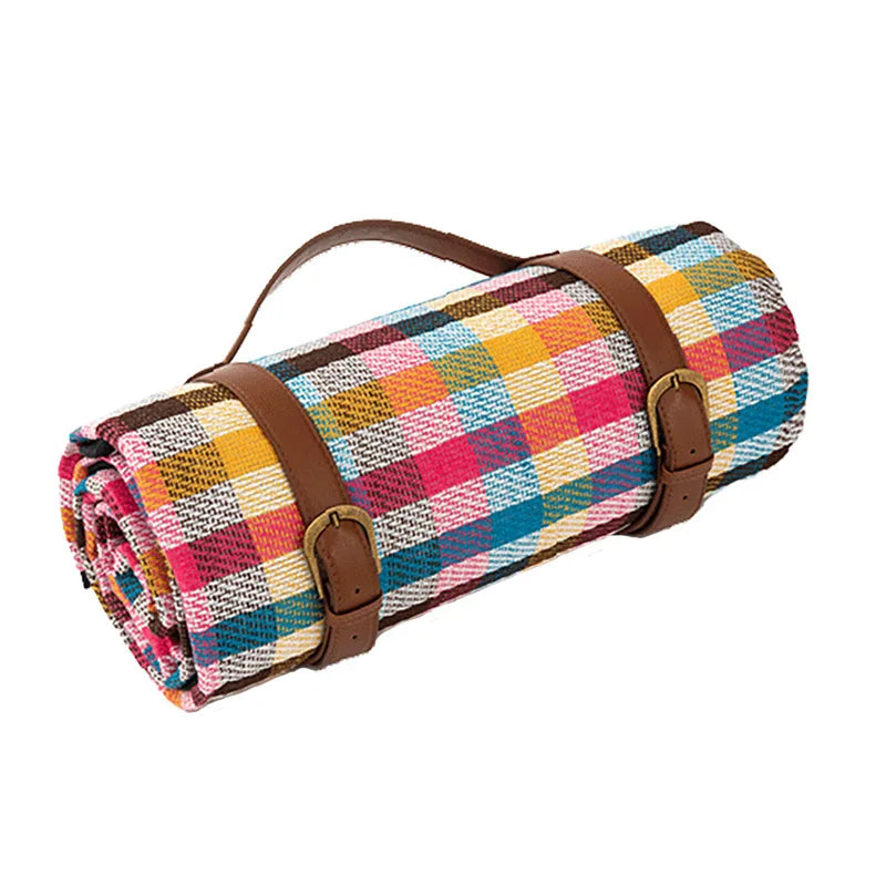 Picnic blanket waterproof with leather carrying strap | Kalsten