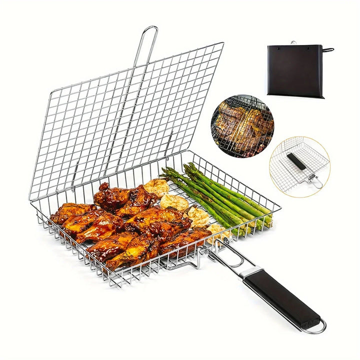 Kalsten | Grillaro BBQ Basket | Foldable & Non-Stick | Stainless Steel & Heat Resistant | For Meat & Vegetables