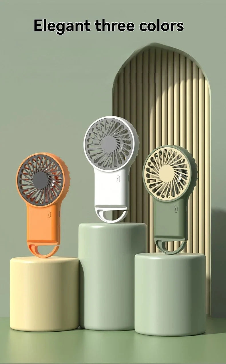 New Foldable USB Rechargeable Mini Fan | Handheld Desktop Fan with Cartoon Design & Hook for Outdoor, Home & Office Use | Kalsten