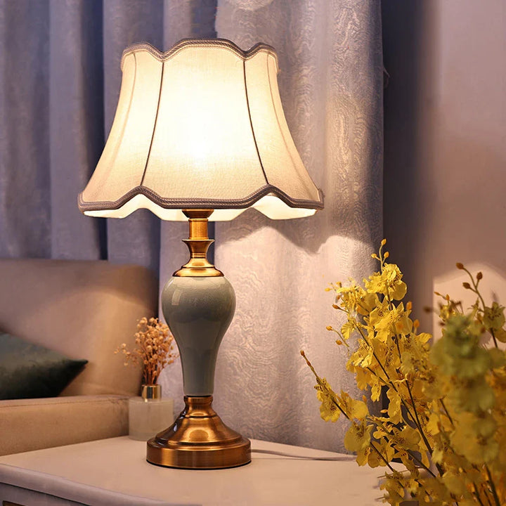 Modern Hotel Bedside Lamp Table Ceramic Light - Nordic Ins Fabric Desk Light - Household Foyer Living Room Bedside Study Desk Lamp | Kalsten