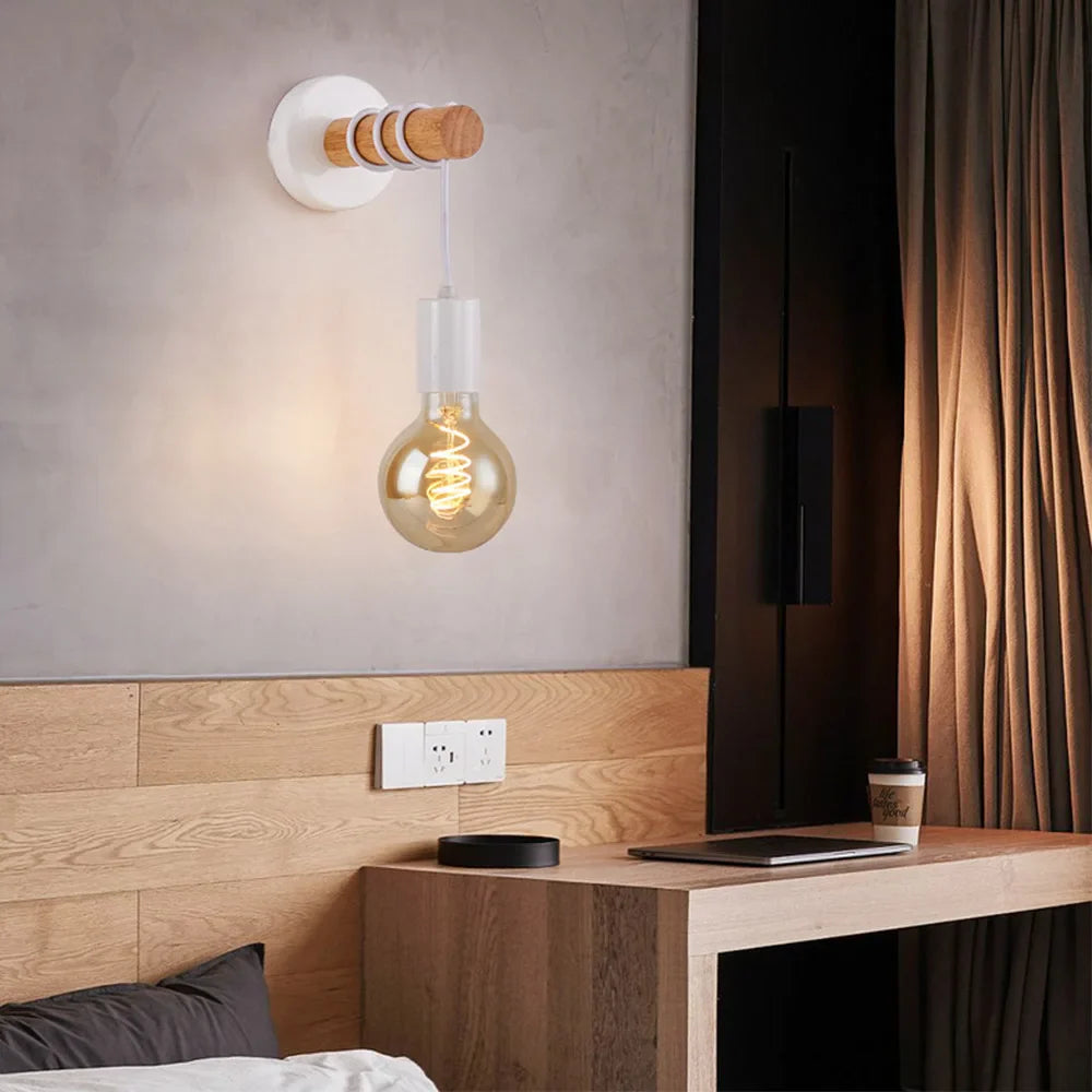 Modern Minimalist E27 Wood Wall Light – LED Wall Sconce for Bedroom, Kitchen, Dining Room, and Stairway, Indoor & Outdoor Home Lighting | Kalsten