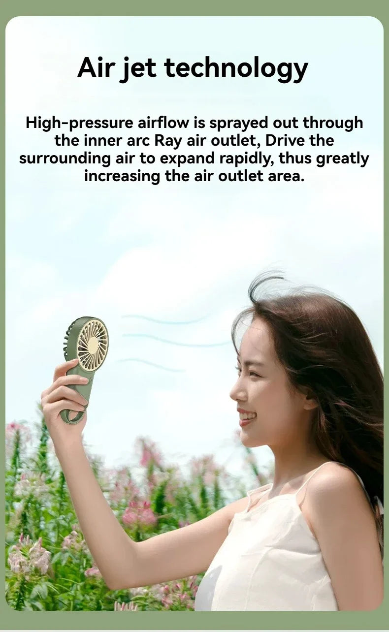 New Foldable USB Rechargeable Mini Fan | Handheld Desktop Fan with Cartoon Design & Hook for Outdoor, Home & Office Use | Kalsten