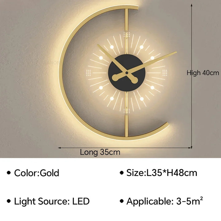 Modern LED Clock Wall Lamp – Stylish Wall-Mounted Light for Bedroom, Living Room, and Home Décor | Kalsten