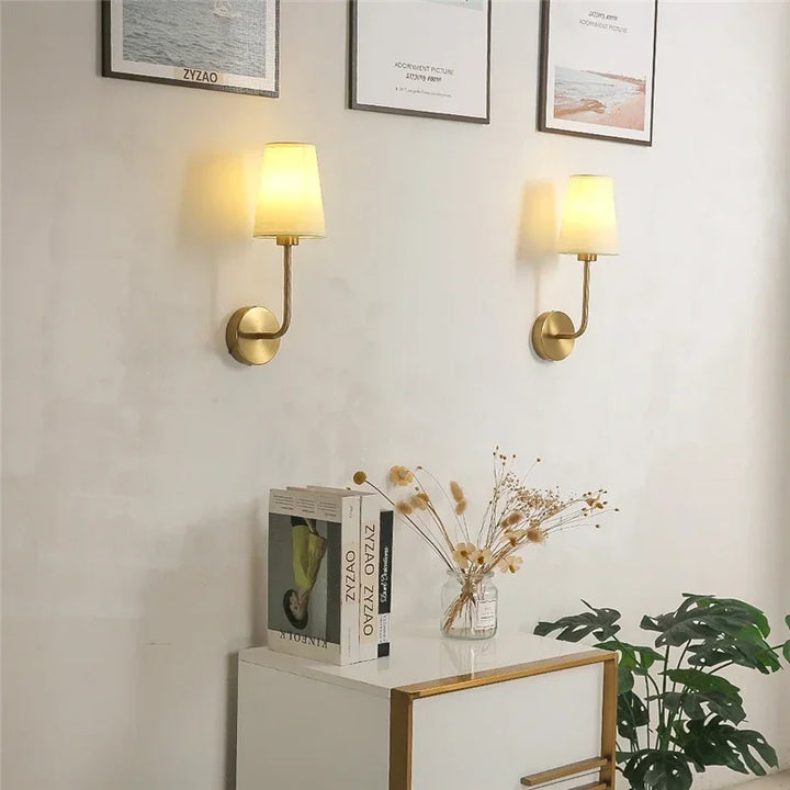 Nordic Minimalist Wall Lamp – Modern Linen Lampshade with Elbow Design for Living Room, Bedroom, and Staircase | Kalsten