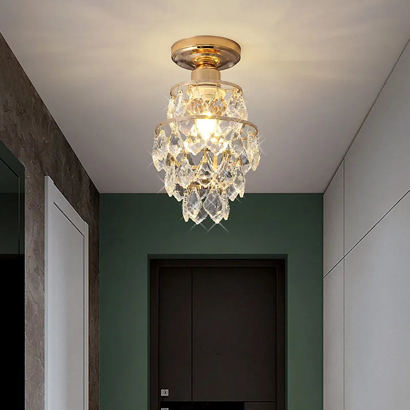 Modern Gold Mini Crystal Ceiling Light – E27 LED Fixture for Bedroom, Living Room, Stairs, and Home Decor | Kalsten