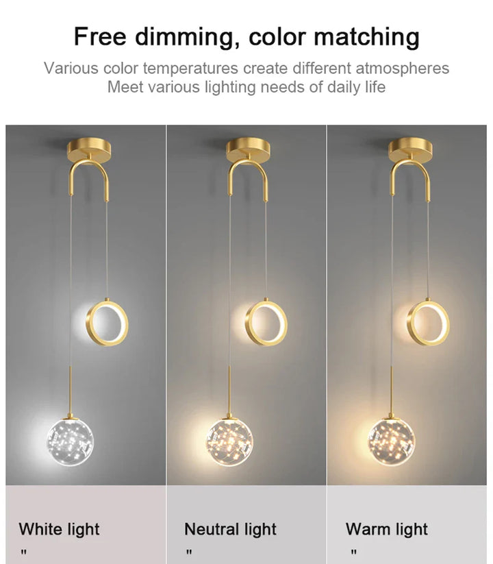 Modern LED Pendant Light – 2-Way Indoor Hanging Lamp for Living Room, Bedroom, Dining Table with Adjustable 3 Light Colors | Kalsten
