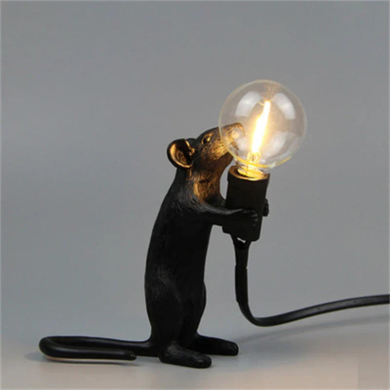 Modern LED Animal Table Lamps: Resin Rat, Cat, and Squirrel Night Lights | Kalsten