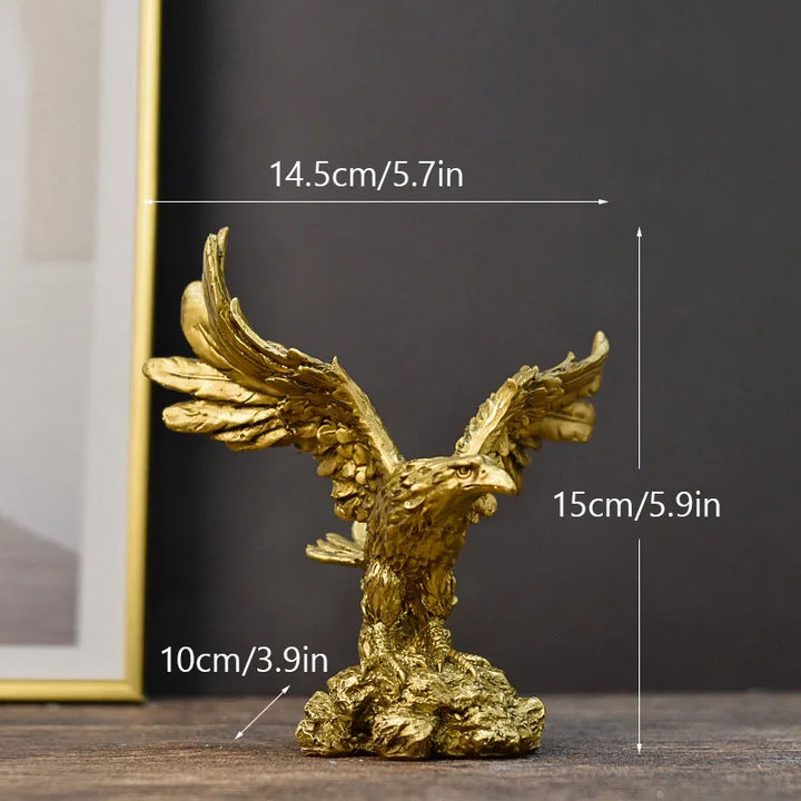 Kalsten | Resin Golden Eagle Statue Art Animal Model Collection Ornament Home Office Desk Feng Shui Decor Figures simple