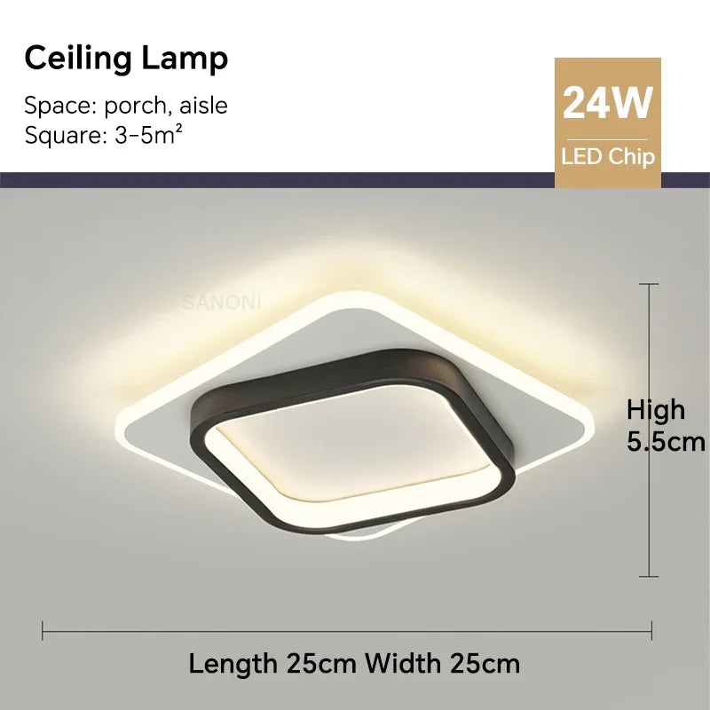 Modern LED Ceiling Lamp - Square Ceiling Light Fixture for Living Room, Stair, Aisle, and More | Kalsten