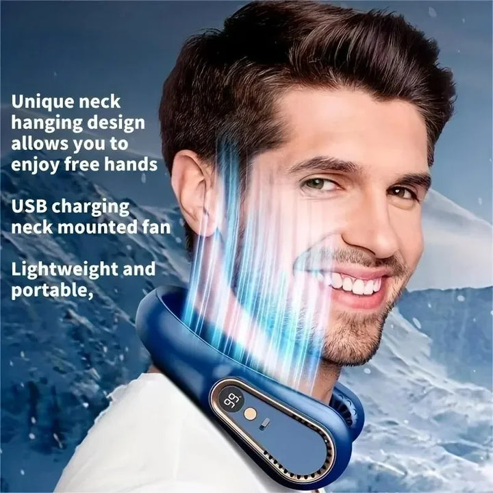 Hanging neck fan portable summer air cooler USB cooling fan with 5 speeds and digital displays - super technology and bladeless | Kalsten