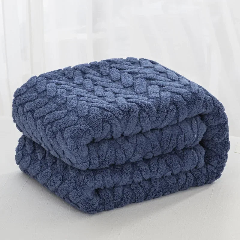 Kalsten | Jacquard Fleece Blanket CozyWeave | Single Layer & Double Sided | Soft Tafu & Shu Cotton Fleece | For Autumn & Winter
