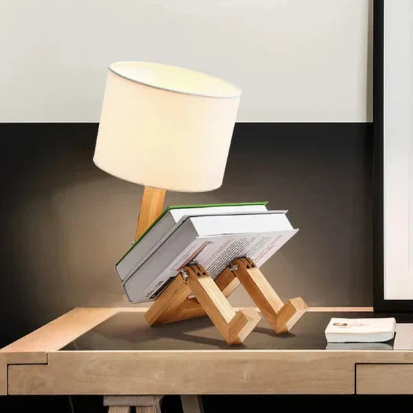 Elegant Wooden Table Lamp with Book Compartment Kalsten