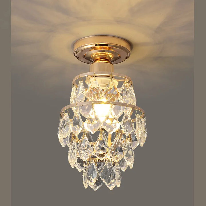 Modern Gold Mini Crystal Ceiling Light – E27 LED Fixture for Bedroom, Living Room, Stairs, and Home Decor | Kalsten