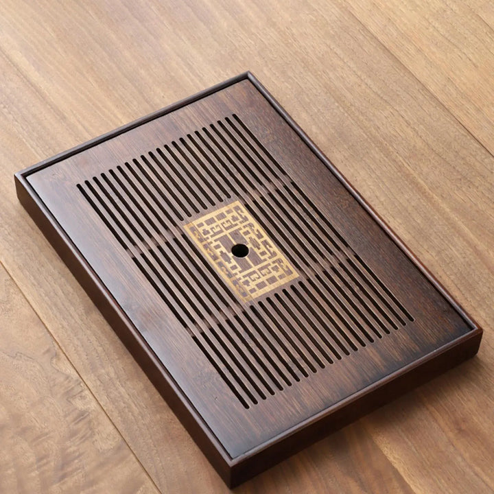 Kalsten | Chinese Tea Tray with Water Storage Box Durable Simple Drainage Type Plate Tea Serving Tray for Teahouse Home Household Office