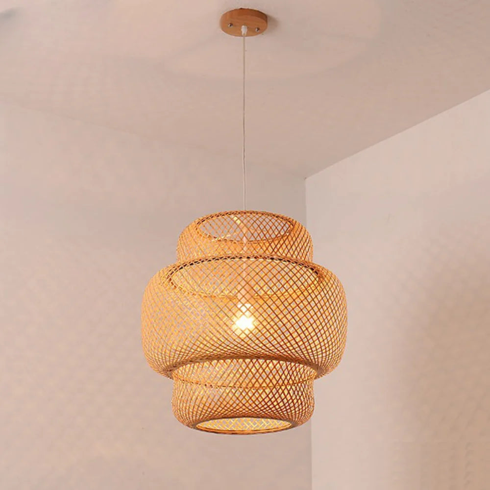 Classic Bamboo Lustre Chandelier - Handmade Rattan Pendant Light Fixture | Kalsten