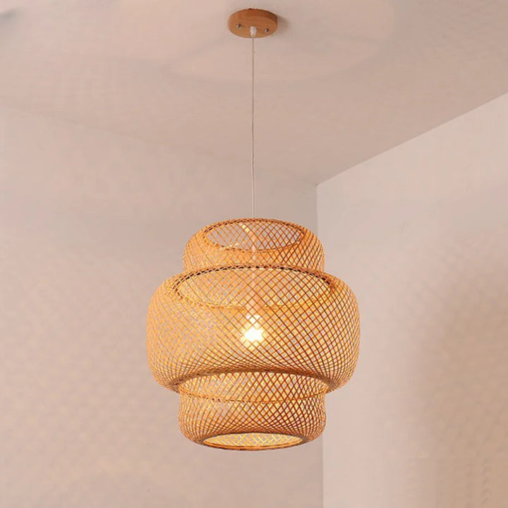 Classic Bamboo Lustre Chandelier - Handmade Rattan Pendant Light Fixture | Kalsten
