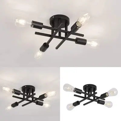 Contemporary LED Industrial Chandelier - Semi Flush Mount Ceiling Lights with 4 Heads for Kitchen, Dining, Bedroom | Kalsten