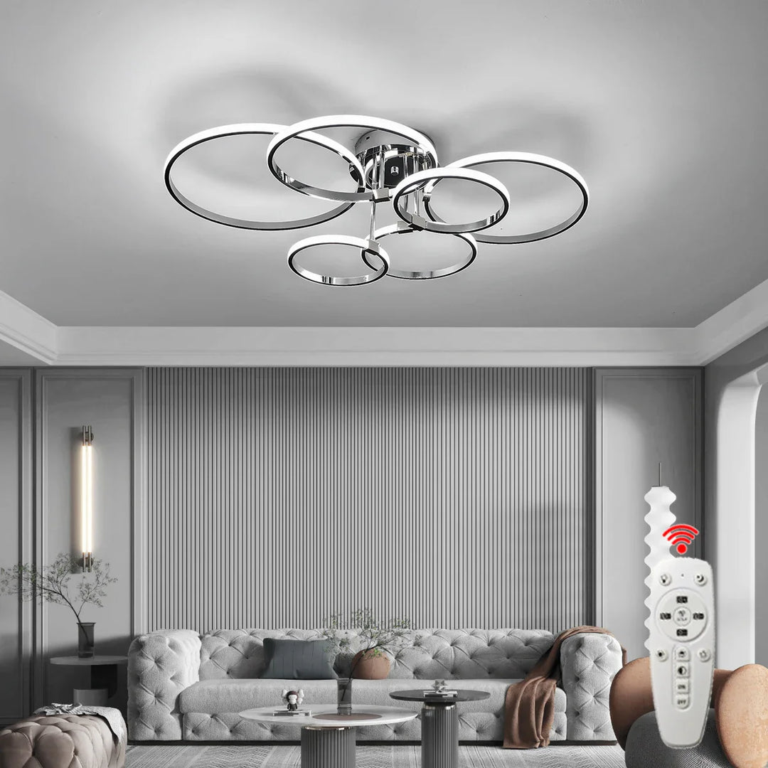 Modern LED Ceiling Chandelier – Dimmable Light with Remote & App Control, Gold/Chrome/Black Finish, for Living Room & Bedroom | Kalsten