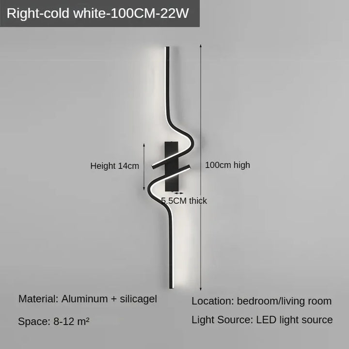 Modern Minimalist Strip Led Wall Light Bedroom Lights For Bedside Wall Sconce Led Light Living Room TV Sofa Background Wall Lamp | Kalsten
