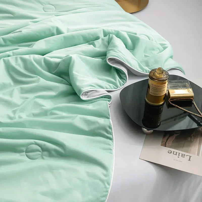 Air Condition Summer Comforter — Pure Color Ice Silk Cooling Blanket, Lightweight & Smooth Twin/King Size Quilt | Kalsten