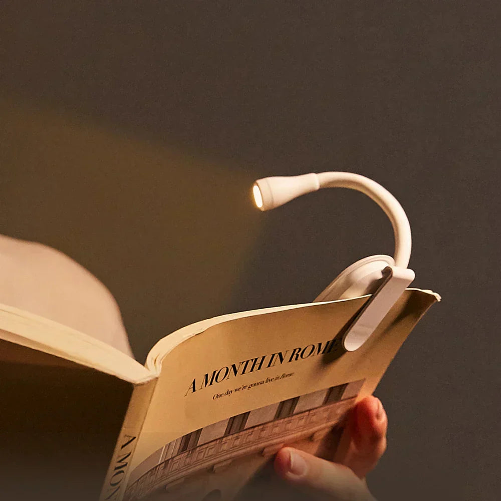 Kalsten | Mini Book Light - Portable Clip-On Night Light with USB Charging, Dimmable LED for Bedroom, Eye Protection, and Camping - 360° Flip Clip Book Lamp
