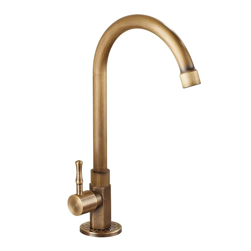 Swan Neck Kitchen Faucet - Timeless Antique Brass Kitchen Faucet with Swan Neck Design Kalsten
