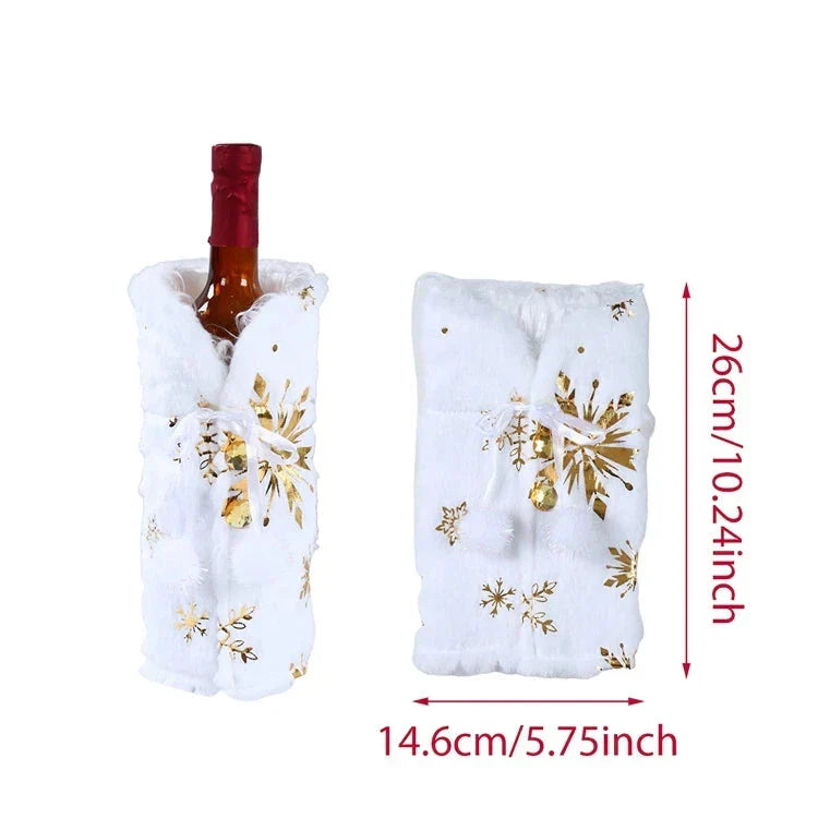 Christmas bottle cover with fur collar – festive cover for wine bottles, gnome decoration for Christmas, perfect as gift wrapping | Kalsten