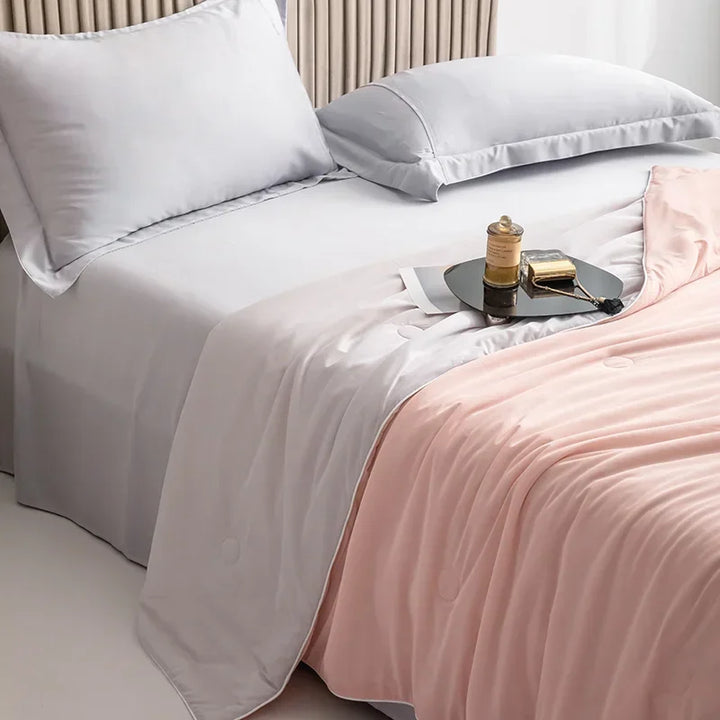 Air Condition Summer Comforter — Pure Color Ice Silk Cooling Blanket, Lightweight & Smooth Twin/King Size Quilt | Kalsten