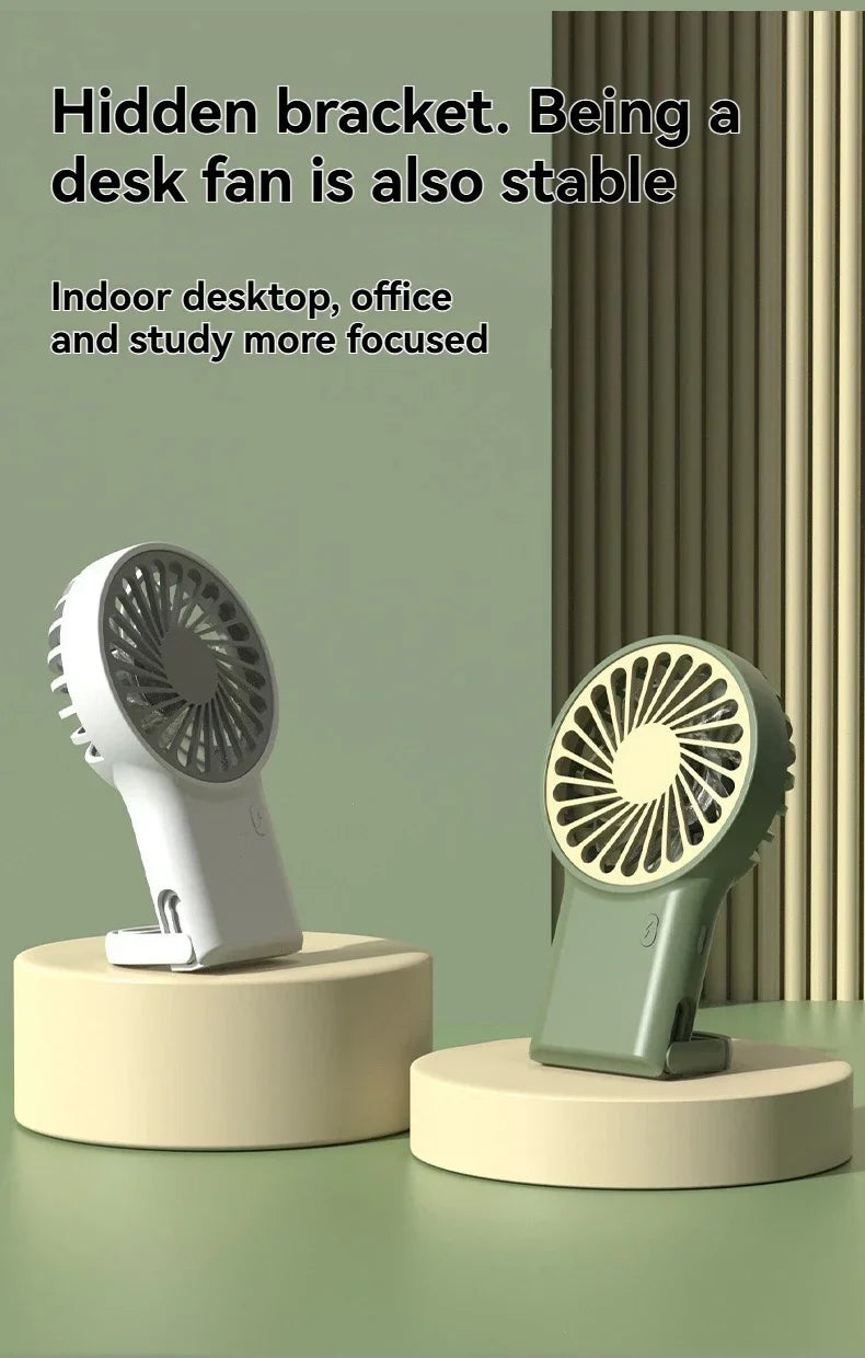 New Foldable USB Rechargeable Mini Fan | Handheld Desktop Fan with Cartoon Design & Hook for Outdoor, Home & Office Use | Kalsten