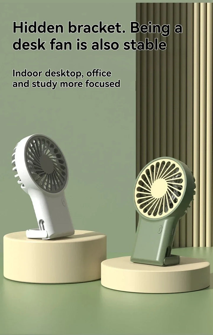 New Foldable USB Rechargeable Mini Fan | Handheld Desktop Fan with Cartoon Design & Hook for Outdoor, Home & Office Use | Kalsten