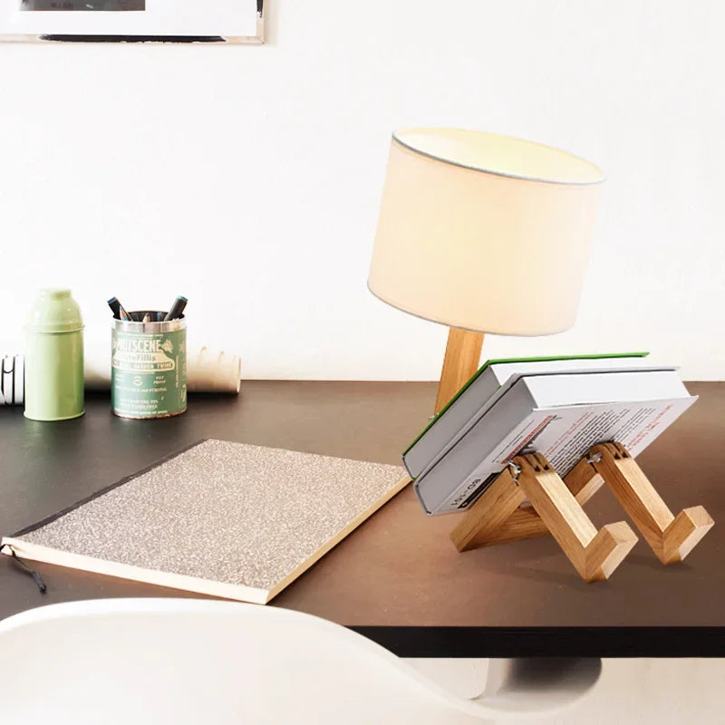 Elegant Wooden Table Lamp with Book Compartment Kalsten