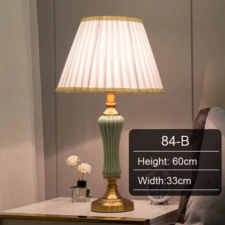 Modern Hotel Bedside Lamp Table Ceramic Light - Nordic Ins Fabric Desk Light - Household Foyer Living Room Bedside Study Desk Lamp | Kalsten