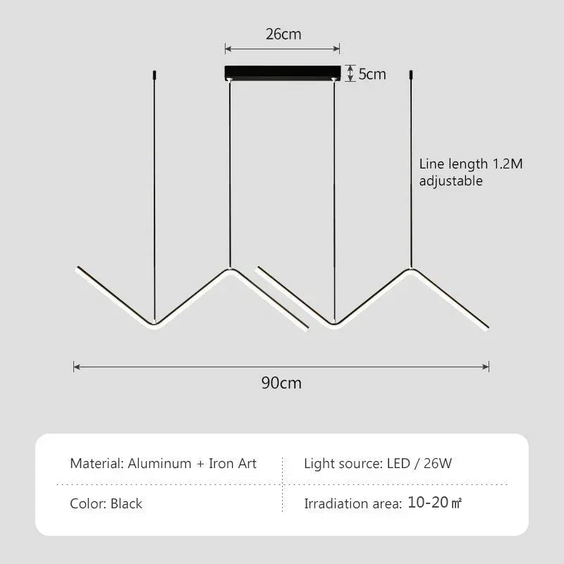 Modern LED Pendant Light – Nordic Gold Chandelier for Kitchen, Dining Room, and Restaurant, Z-Shape Design with Remote Control | Kalsten